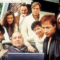 Les Invasions barbares : photo Denys Arcand, Dominique Michel, Dorothée Berryman, Louise Portal, Marina Hands