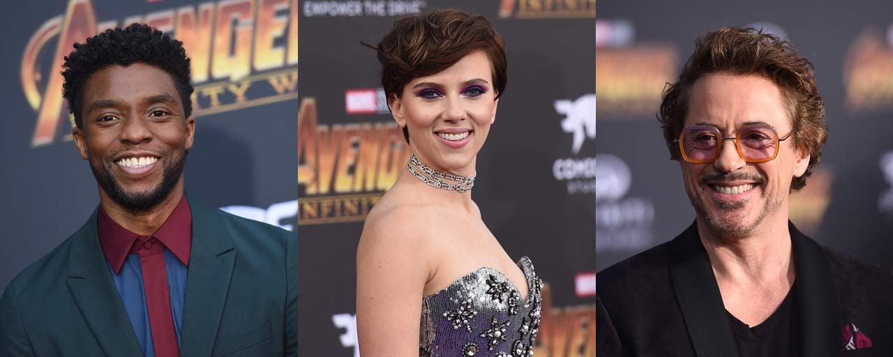 Avengers : avant d'affronter Thanos, Scarlett Johansson, Robert Downey Jr. et Chadwick Boseman prennent la pose