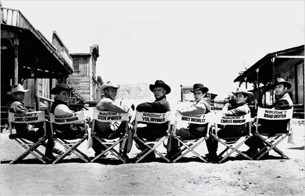 Les Sept mercenaires : photo Brad Dexter, Charles Bronson, Horst Buchholz, James Coburn, Robert Vaughn