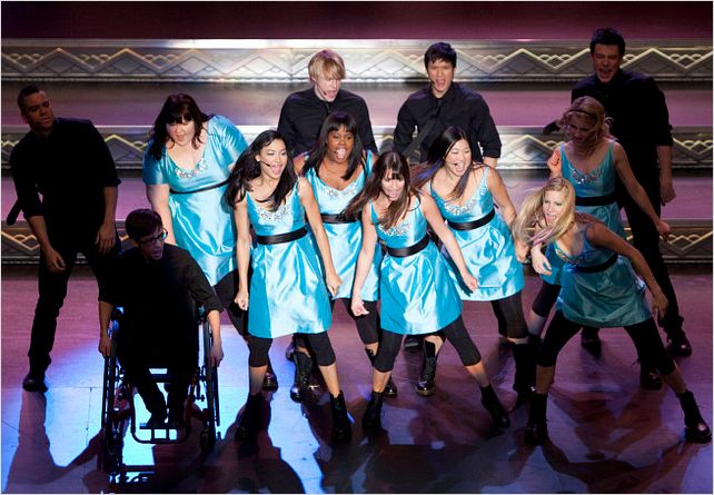 Photo Amber Riley, Chord Overstreet, Cory Monteith, Dianna Agron, Heather Morris