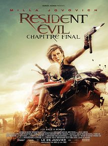 Affiche de Resident Evil : Chapitre Final, film à voir en streaming sur Pygargue