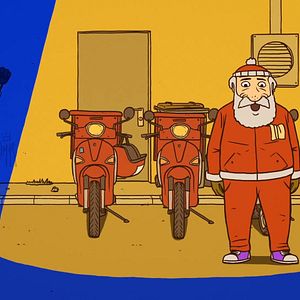 Photo Marcel le Père Noël et le petit livreur de pizzas