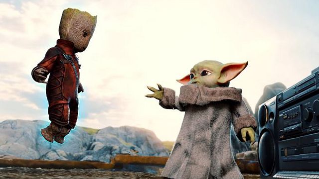 image de la news The Mandalorian : la rencontre entre Baby Yoda et Baby Groot imaginée par un fan