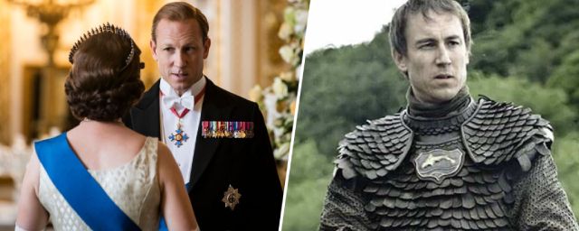 A gauche : Tobias Menzies dans la peau du Prince Philip; à droite : dans Game of Thrones