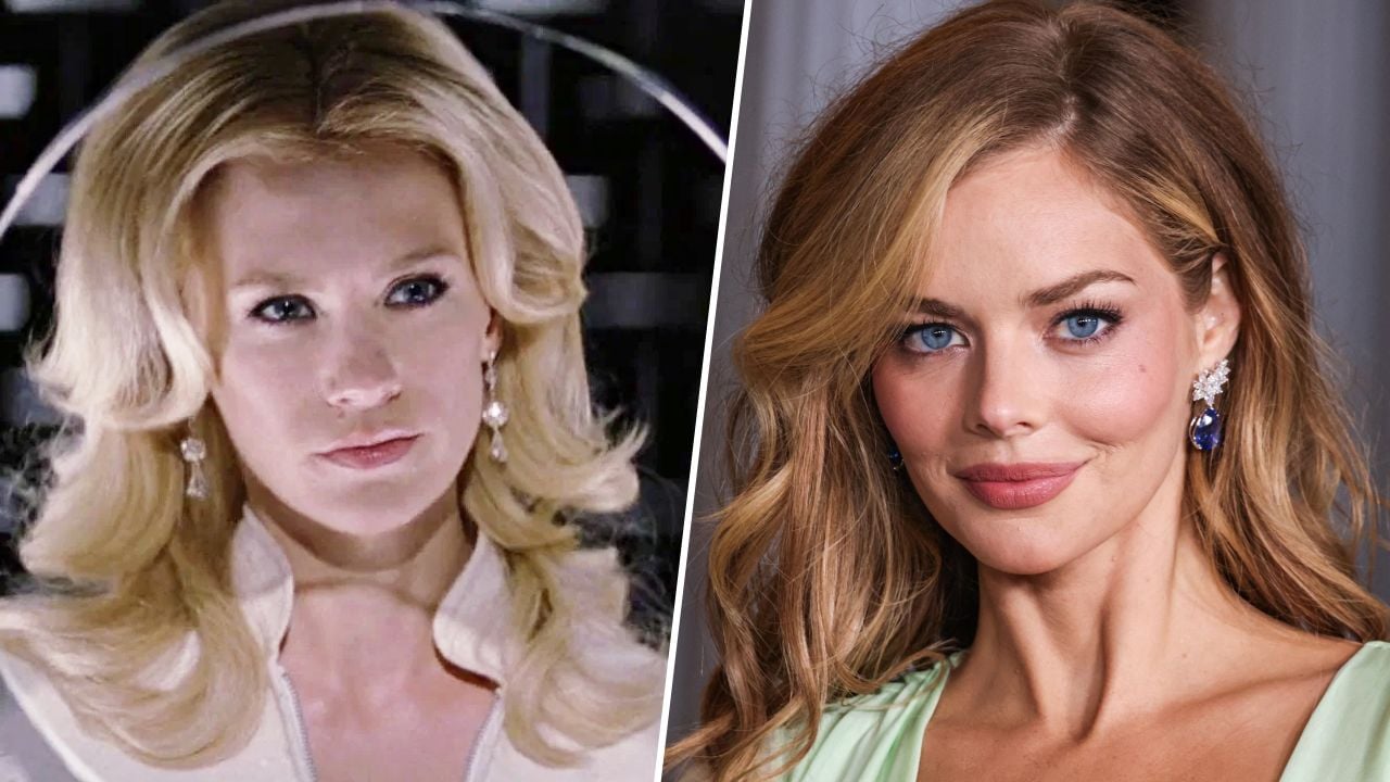 January Jones en Emma Frost à gauche, Samara Weaving à droite.