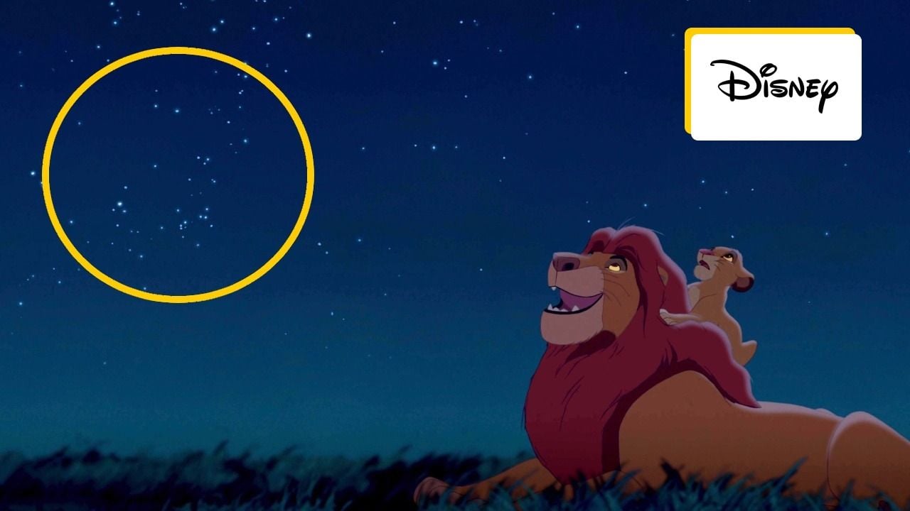 The Lion King: Pause for 25 minutes and 29 seconds and look closely at the stars