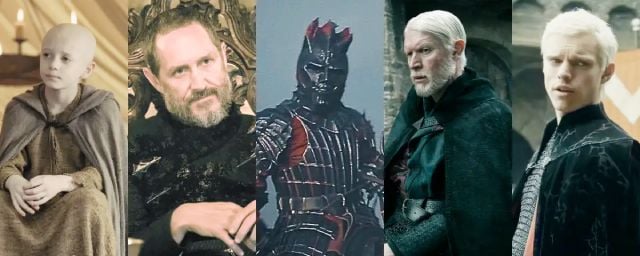 De gauche à droite : Aegon, Baelor, Valaar, Maekar et Aeron Targaryen