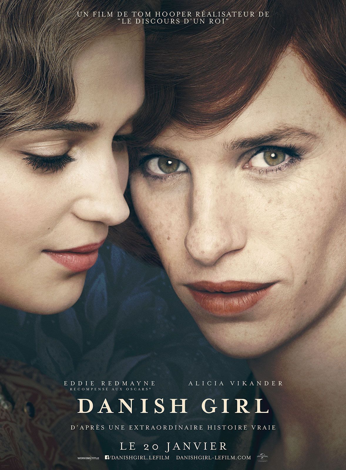 Lili Elbe, Eddie Redmayne and Alicia Vikander on the poster for The Danish Girl, dir. Tom Hooper, 2015. IMDB.