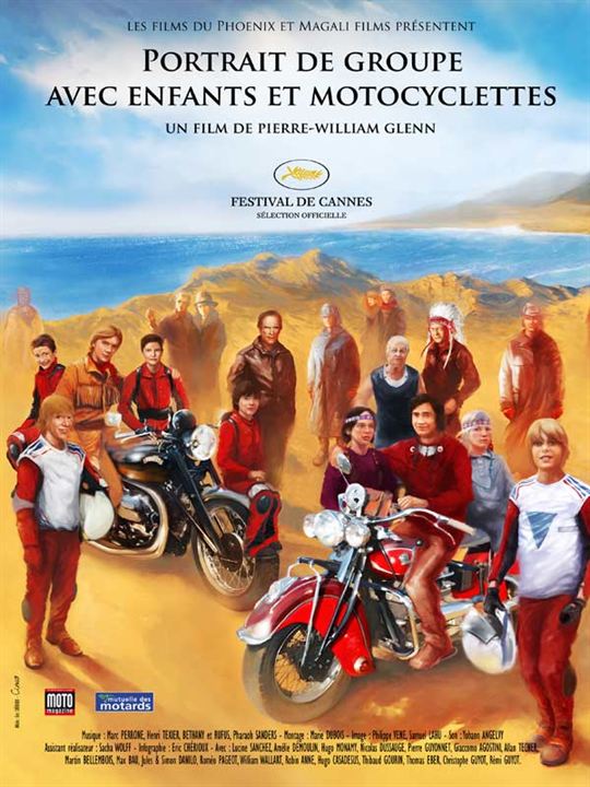 Portrait de groupe avec enfants et motocyclettes : Affiche Pierre-William Glenn
