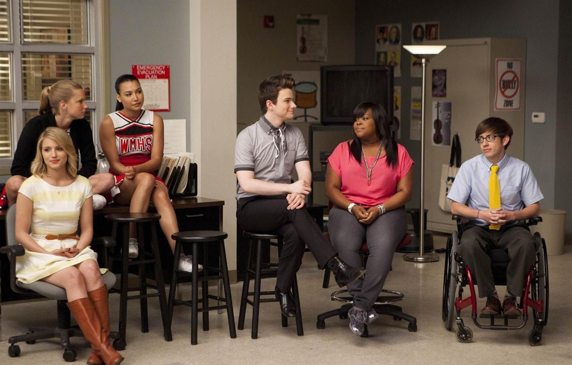 Glee : Photo Chris Colfer, Kevin McHale, Heather Morris, Amber Riley, Naya Rivera, Dianna Agron