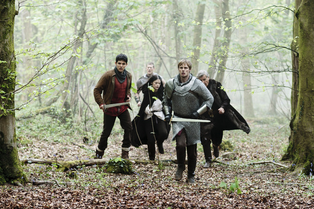 Merlin : Photo Janet Montgomery, James Fox, Colin Morgan (II), Bradley James (II), Tom Hopper