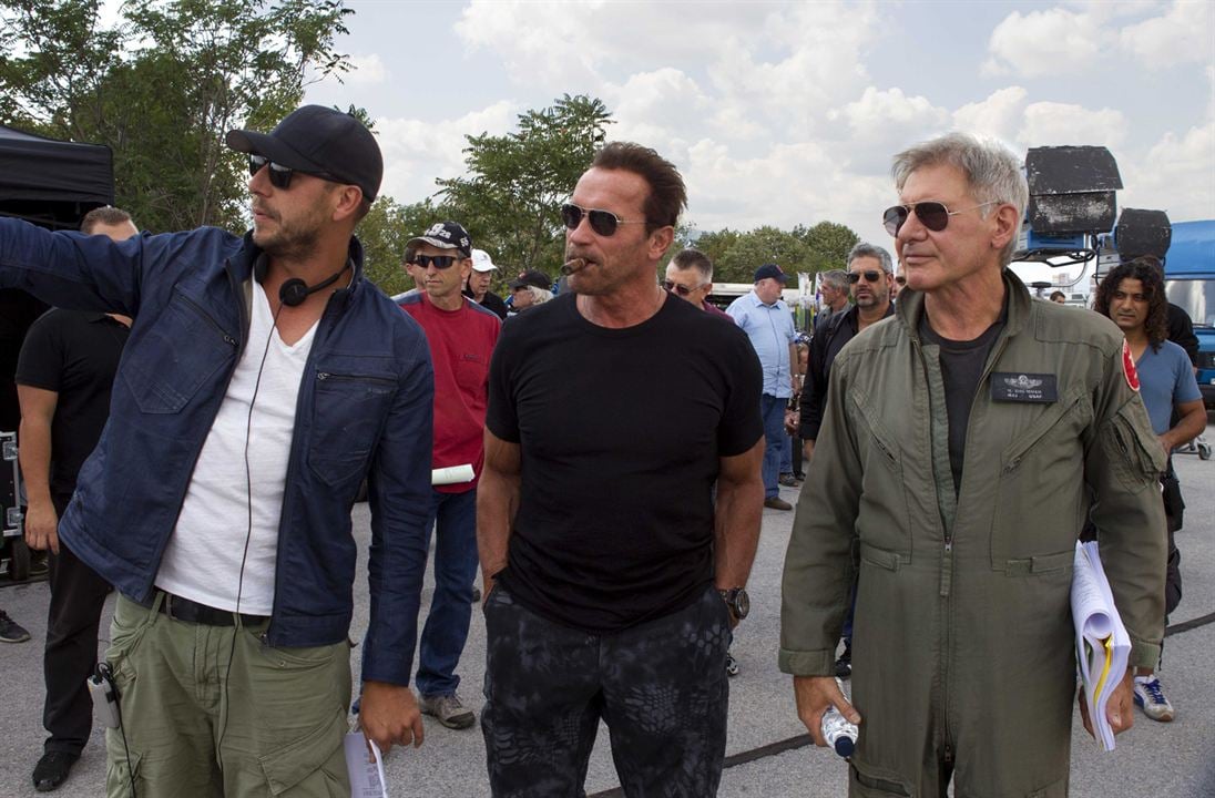 Expendables 3 : Photo Arnold Schwarzenegger, Harrison Ford, Patrick Hughes (II)