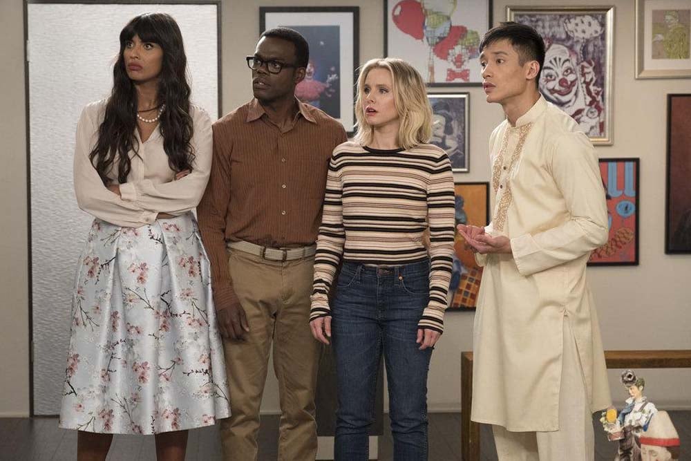 The Good Place : Photo William Jackson Harper, Kristen Bell, Jameela Jamil