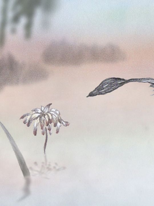 Un oiseau qui aime une fleur : Affiche