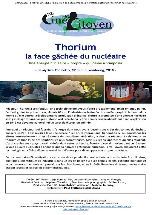 Thorium, la face gâchée du nucléaire : Affiche